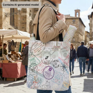 Weltreisende Passport Stempel: Vintage-Abenteuer Tasche