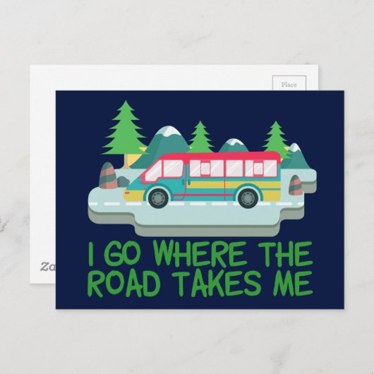 Weltreisende RV Camper Road Trip Urlaub Postkarte (Vorne/Hinten)