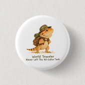 Weltreisender Bartagamen-Kunst Button (Vorderseite)