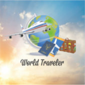 Weltreisender, Design 2, Aufkleber (Vorderseite)