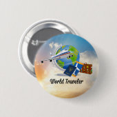 Weltreisender, Entwurf 2 Button (Vorne & Hinten)