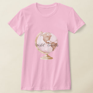 Weltreisender mit rosa Globus T-Shirt