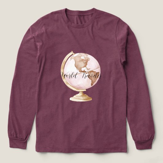 Weltreisender mit rosa Globus Tri-Blend Shirt (Design Vorderseite)