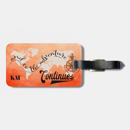 Weltreisender-Monogramm Gepäckanhänger (Rückseite horizontal)