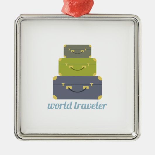 Weltreisender Silbernes Ornament (Vorne)