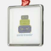 Weltreisender Silbernes Ornament (Links)