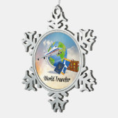 Weltreisender--Verpackt und bereiten Sie vor, um Schneeflocken Zinn-Ornament (Rechts)