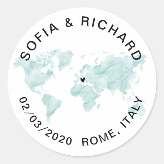 Weltrekord - Watercolor entfernt Herz Runder Aufkleber (Vorderseite)