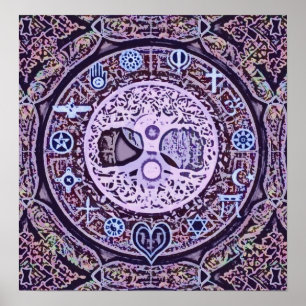 Weltreligions-Baum des Leben-Friedens Poster