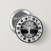 Weltreligions-Baum des Lebens Button (Vorne & Hinten)