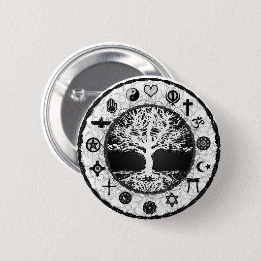 Weltreligions-Baum des Lebens Button (Vorne & Hinten)