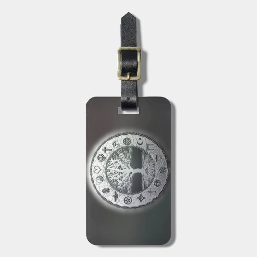 Weltreligions-Baum des Lebens Gepäckanhänger (Vorderseite vertikal)