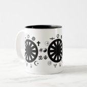 Weltreligiöse Symbole Kunst Zweifarbige Tasse (Vorderseite Links)