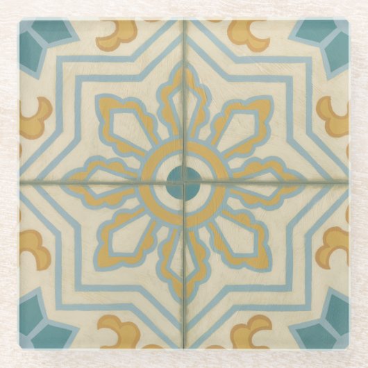 Welts-dekoratives Fliesen-Muster Glasuntersetzer (Vorderseite)