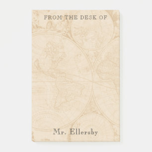 Welts-Karte addieren Namens4x6 Post-it Klebezettel