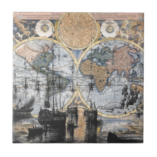 Welts-Karte - heraus zum Meer Fliese