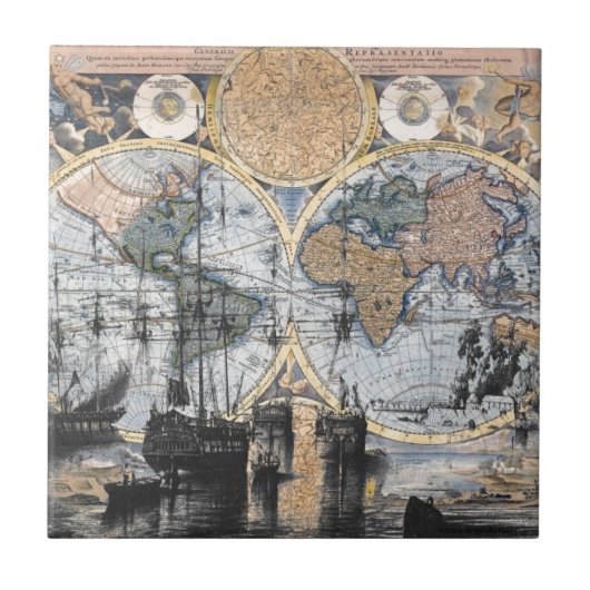 Welts-Karte - heraus zum Meer Fliese (Vorderseite)