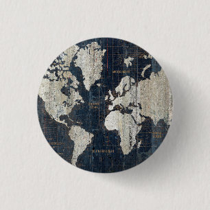 Welts-Karten-Blau Button