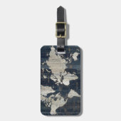 Welts-Karten-Blau Gepäckanhänger (Vorderseite vertikal)