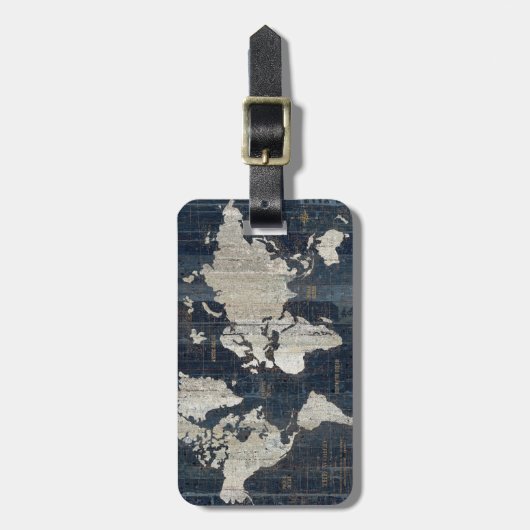 Welts-Karten-Blau Gepäckanhänger (Vorderseite vertikal)