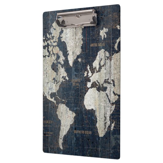 Welts-Karten-Blau Klemmbrett (Links)