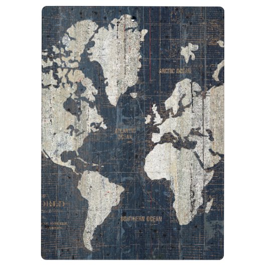 Welts-Karten-Blau Klemmbrett (Rückseite)