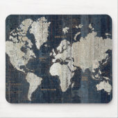 Welts-Karten-Blau Mousepad (Vorne)