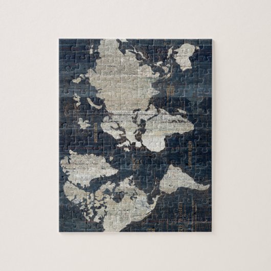 Welts-Karten-Blau Puzzle (Vertikal)