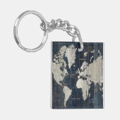 Welts-Karten-Blau Schlüsselanhänger (Vorderseite links)