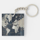 Welts-Karten-Blau Schlüsselanhänger (Rückseite)