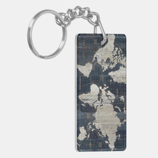 Welts-Karten-Blau Schlüsselanhänger (Vorderseite links)