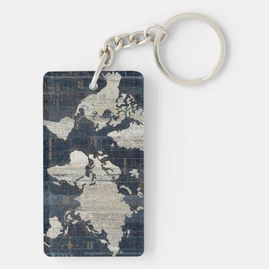 Welts-Karten-Blau Schlüsselanhänger (Rückseite)