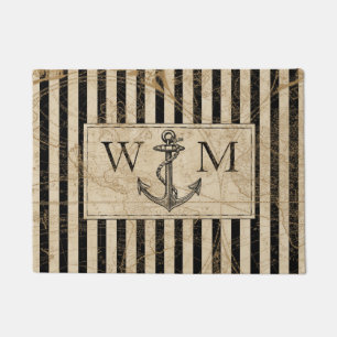 Welts-Karten-Seeanker-Monogramm Fußmatte