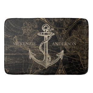 Welts-Seeanker-Monogramm-Schwarzes Badematte