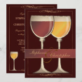 Welts-Weinglas-Weinberg-Weinkellerei-Hochzeit Einladung (Vorne/Hinten)