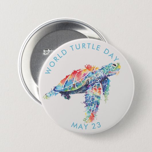 Weltschildkrötentag, Aquarellschildkröte Button (Vorne & Hinten)