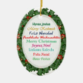 Weltsprachen Frohe Weihnachts-Text-Ornament Keramikornament (Vorne)