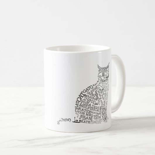 Weltsprachkatzen-Tasse Kaffeetasse (VorderseiteRechts)