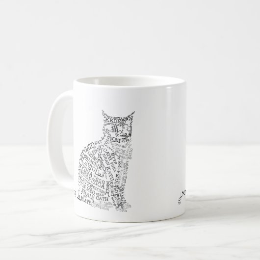 Weltsprachkatzen-Tasse Kaffeetasse (Vorderseite Links)