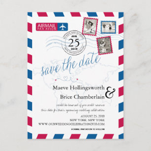 Weltstandort-Luftpost Save the Date Ankündigungspostkarte