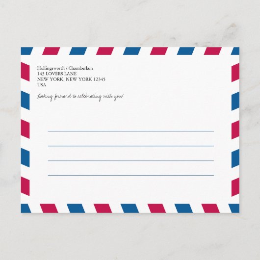 Weltstandorte NY GRIECHENLAND AU Airmail Save the Ankündigungspostkarte (Rückseite)