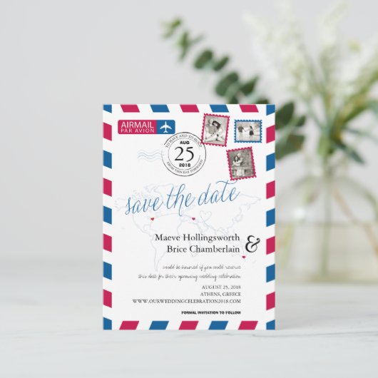 Weltstandorte NY GRIECHENLAND AU Airmail Save the Ankündigungspostkarte (Stehend Vorderseite)