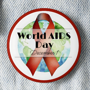 Welttag der AIDS-Krankheit 1. Dezember Bewusstsein Button