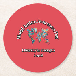 Welttag der Aufklärung über Autismus. Diversity St Runder Pappuntersetzer