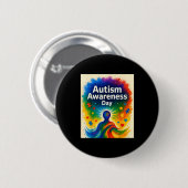 Welttag der Autismusaufklärung 2. April Button (Vorne & Hinten)