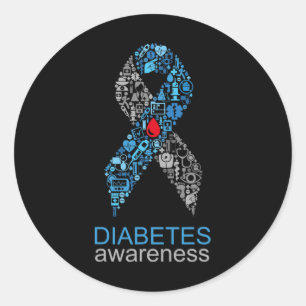 Welttag der Diabetes Diabetes-Bewusstseinsschleife Runder Aufkleber