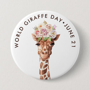 Welttag der Giraffen, Rose der Aquarellgiraffe Button