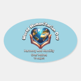 Welttag der humanitären Hilfe. Harmonie und Mensch Ovaler Aufkleber