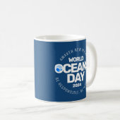 Welttag der Ozeane Blaue stilisierte Erdwellen Kaffeetasse (VorderseiteRechts)