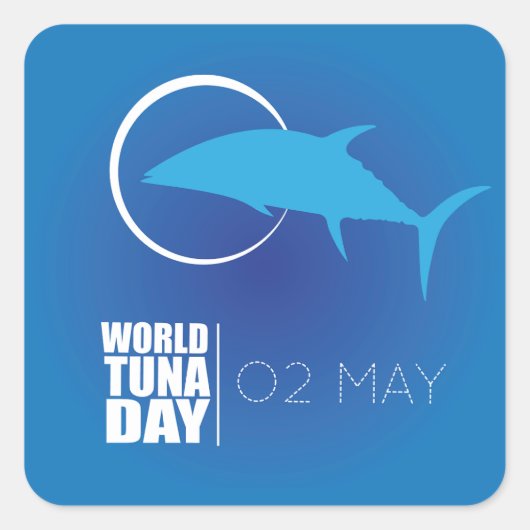 Welttag der Thunfischbestände am 2. Mai Quadratischer Aufkleber (Vorderseite)